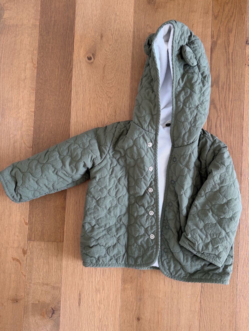First Impressions Olive Green Quilted Hooded Jacket for Kids